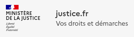 logo du ministère de la justice avec le lien de justice.fr